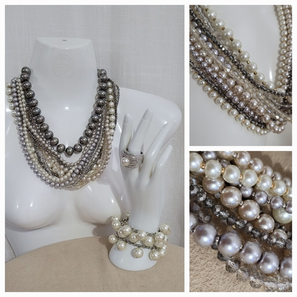 Multi-Strand Pearl Necklace - Picture 1 of 8
